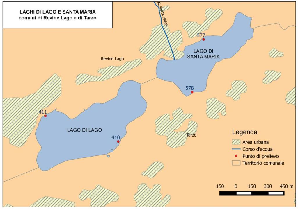 Figura 9: acque di balneazione dei laghi di Lago e Santa Maria 4 Risultati dei monitoraggi Nelle tabelle da 6 a 8 e in figura 10 vengono riportati i dati ottenuti nei vari anni a livello di ciascun