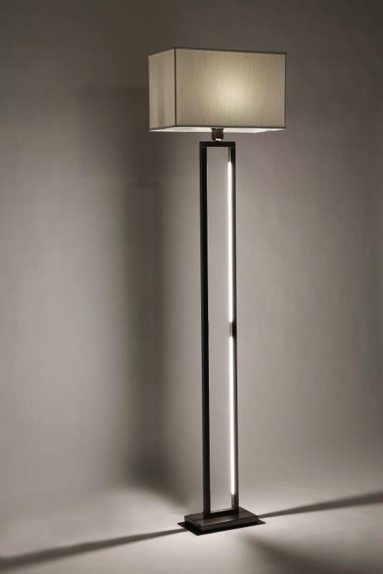 TIQU /T-P is a decorative floor lamp with lampshade. Two light lines and one lamp E27. Available in white, black, corten.