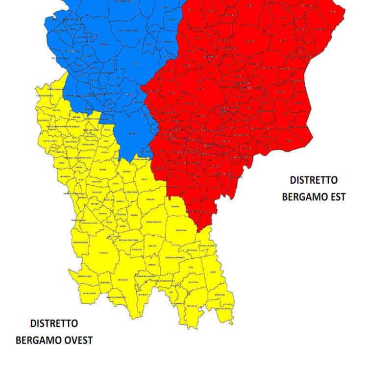 Cologno al Serio 5. Curno 6. Dalmine 7. Lallio 8. Levate 9. Mozzo 10. Romano di Lombardia Bergamo Est 1.