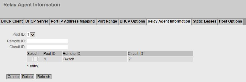 5.4 Il menu "System" Cancellazione dell opzione DHCP 1. Attivare la casella opzione Select nella riga da cancellare. Ripetere la procedura per tutte le voci che si vogliono cancellare. 2.