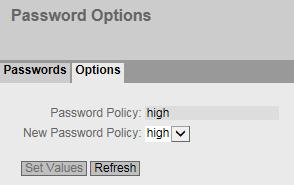 5.7 Il menu "Security" 1. Inserire nella casella di inserimento "Current User Password la password dell utente attualmente connesso. 2.