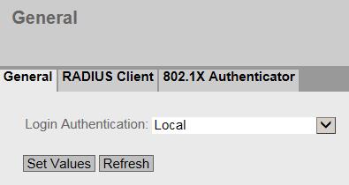 5.7 Il menu "Security" 5.7.4 AAA 5.7.4.1 General Login di nodi di rete La denominazione utilizzata "AAA"" sta per "Authentication, Authorization, Accounting".