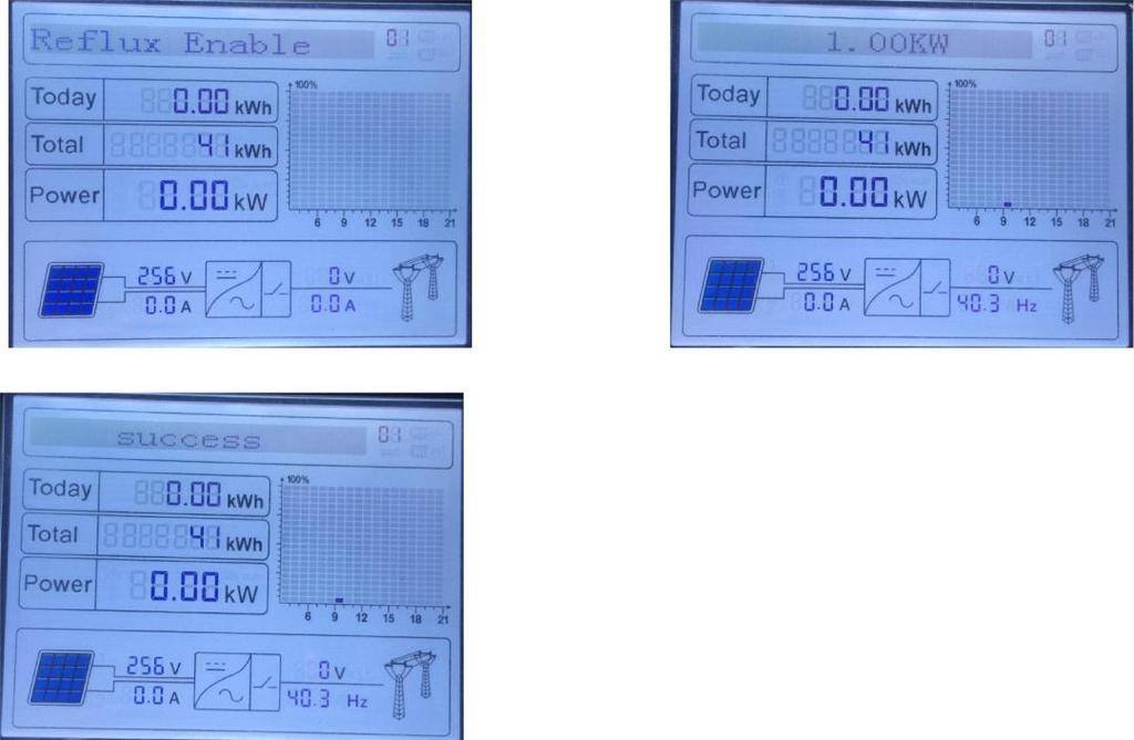 Premere ancora enter per abilitare la funzione di Reflux Power ed inserire, tramite i tasti up e down, il valore di potenza che si desidera immettere in rete, confermando infine col