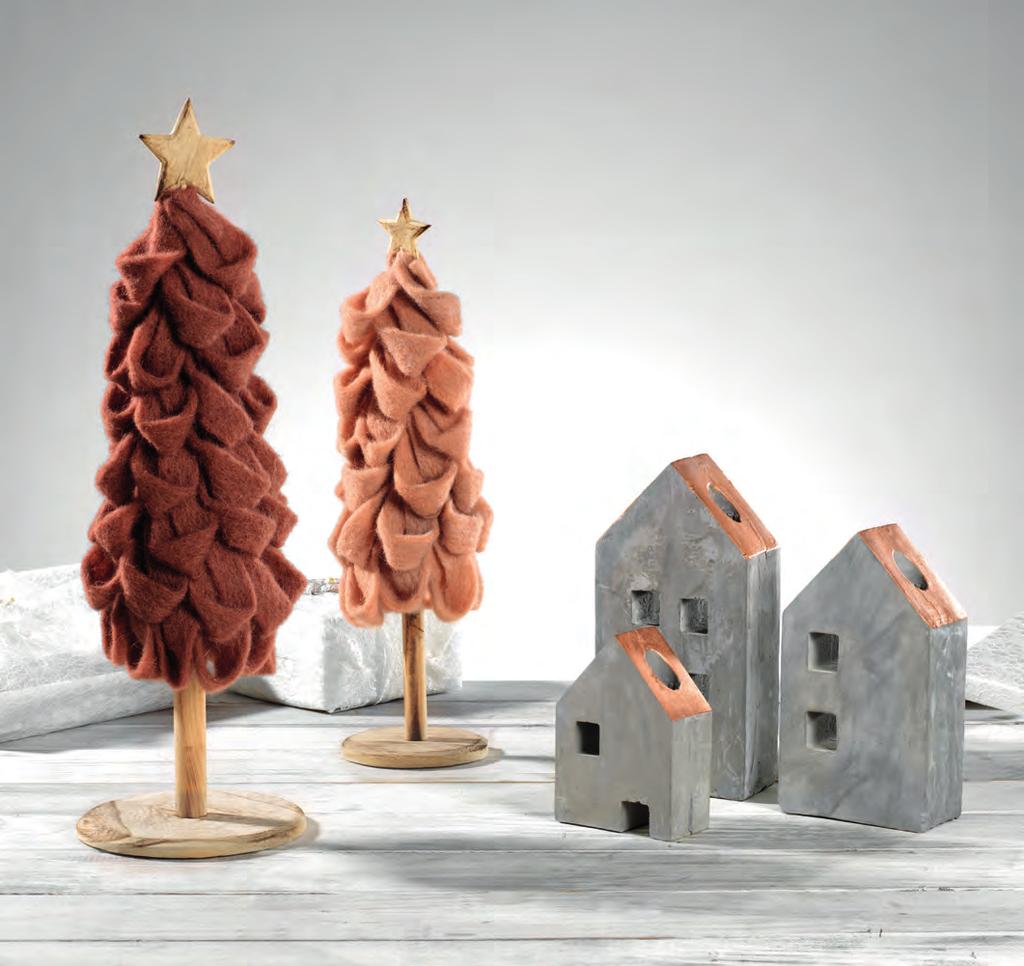 O1064 ABETE IN LANA E LEGNO WOODEN CHRISTMAS TREE DIAM. 12X41 H. CM.