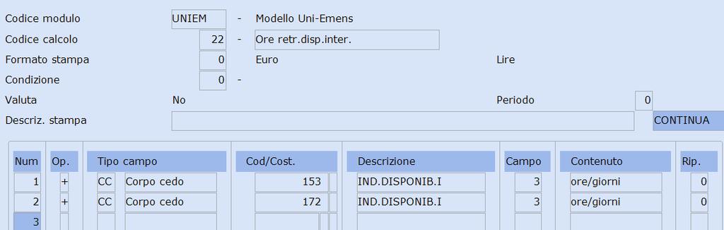 Richiamare il codice di calcolo "20- Imp.disp.intermitt.