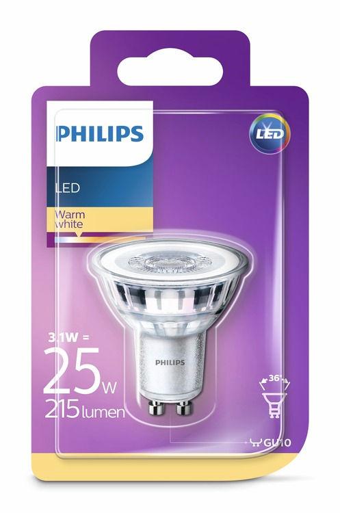 PHILIPS LED Faretto 3,1 W (25 W) GU10 Luce bianca calda Non regolabile La luce piacevole per i tuoi occhi Una luce di scarsa qualità potrebbe causare