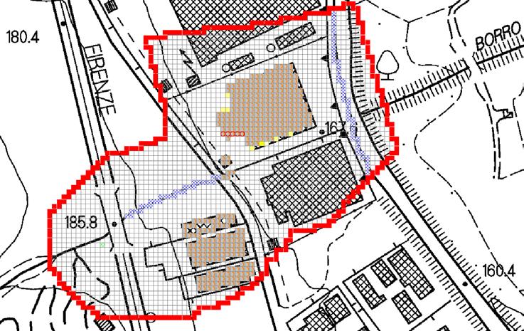 sfioratori laterali dei modelli HEC-RAS); - Inserimento di reduction factors per le celle occupate da edificato esistente.