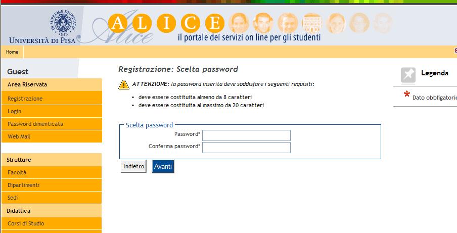 Dopo avere confermato (o se necessario modificato) i dati inseriti, compare il messaggio Registrazione conclusa : Vengono visualizzate le chiavi di accesso ( nome