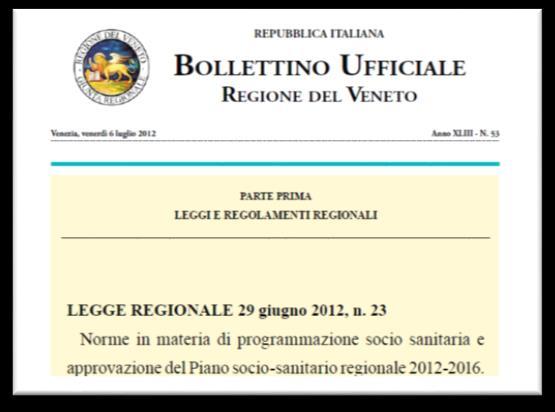 L assetto istituzionale del SSSR Piano Socio Sanitario Regionale (LR