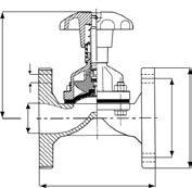 197A Saunders diaphragm valves straigt througt type flanged ends Comando - Control Volantino in ghisa (standard) con indicatore di apertura Cast iron handwheel with opening indicator