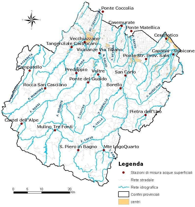 Figura 1: Distribuzione territoriale delle stazioni di misura della rete di