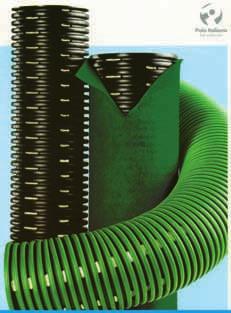 3EU Tubo, esterno corrugato ed interno liscio, avvolto da geotessile tessuto non tessuto costituito da fibre sintetiche (grammi/m² 170) di colore verde.