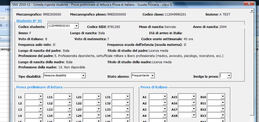 BOX 2 L inserimento dei dati delle prove in momenti diversi È possibile inserire i dati delle prove di uno stesso allievo anche in tempi diversi, come, ad esempio, nella scuola primaria in cui le