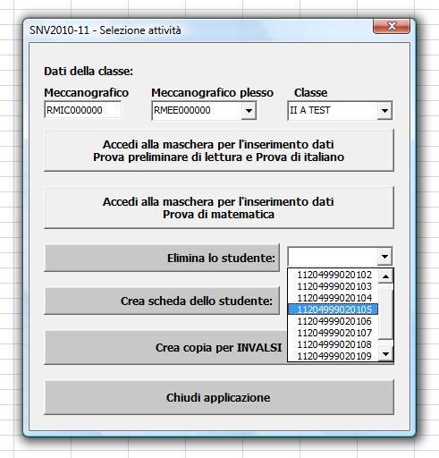 Figura 24 Se, come nell esempio della figura 24, si vogliono eliminare i dati relativi allo studente 11204999020105, ossia il quinto studente della classe, fare clic sul codice e poi sulla voce