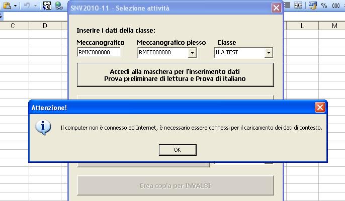 APPENDICE 2 Nel caso in cui si cerchi di effettuare il primo accesso alla maschera per l inserimento dei dati da un computer non collegato e connesso alla rete internet, comparirà un messaggio di