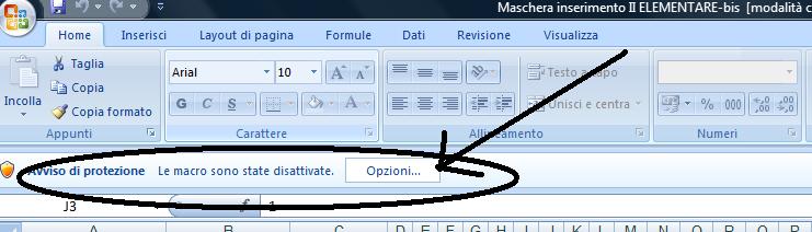 OFFICE versione 2007 All apertura del file Excel, qualora non compaia direttamente