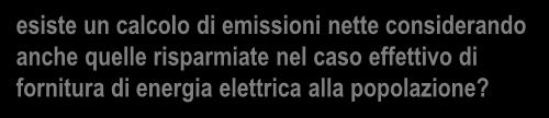 esiste un calcolo di emissioni nette considerando anche quelle risparmiate nel caso effettivo di fornitura di energia elettrica