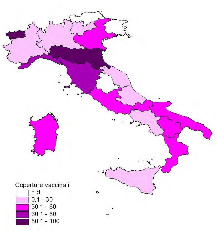 Copertura vaccinale regionale per MenC.