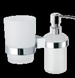 ACCESSORI BAGNO - BATH ACCESSORIES SQ SQ 18 Supporto doppio completo di bicchiere e dispenser.