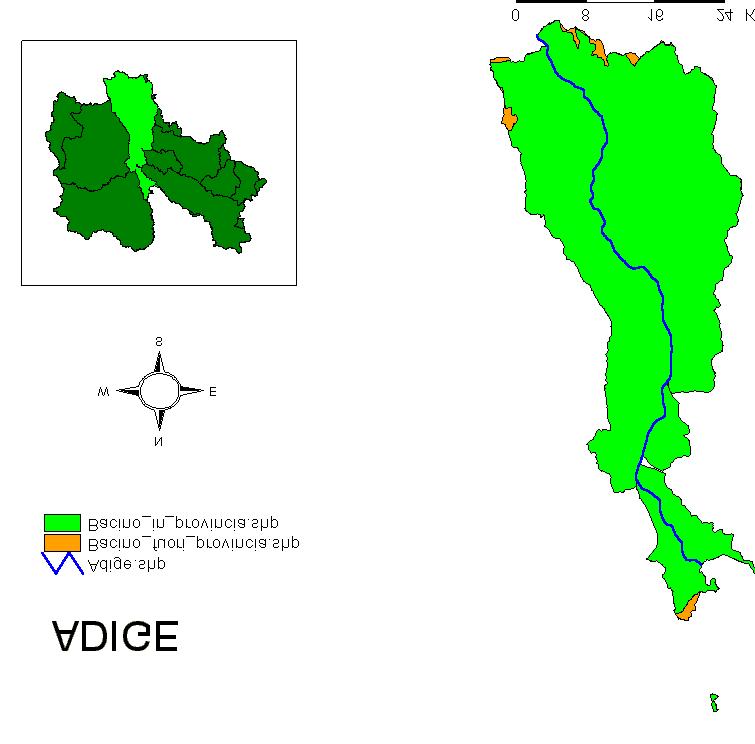 I.6.2 Idrografia dei bacini principali I.6.2.1 Adige I confini del bacino Il bacino del fiume Adige interessa il territorio provinciale per complessivi 935,78 km 2.