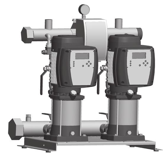 CKE Pressurizzazione velocità variabile CKE2 MULTI Gruppo di pressurizzazione a due pompe multigirante ad asse verticale ognuna controllata mediante inverter Speedrive interconnessi, con regolazione