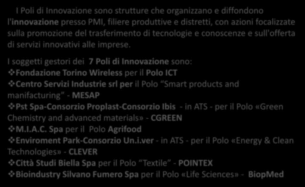 - per il Polo «Green Chemistry and advanced materials» -