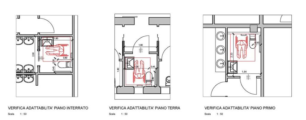 In particolare, in un servizio igienico per piano all interno della Club House è già previsto: rotazione all interno di 360 ; accostamento laterale alla tazza wc.; accostamento frontale al lavabo.
