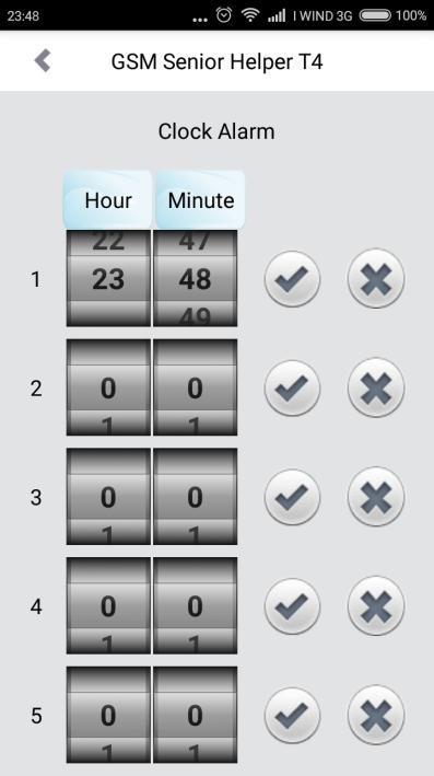 Utilizzare i controlli touch per impostare l ora di inizio (start time) e fine (end time) dell intervallo di tempo da monitorare, quindi premere il tasto in mezzo ai due orari per salvare l