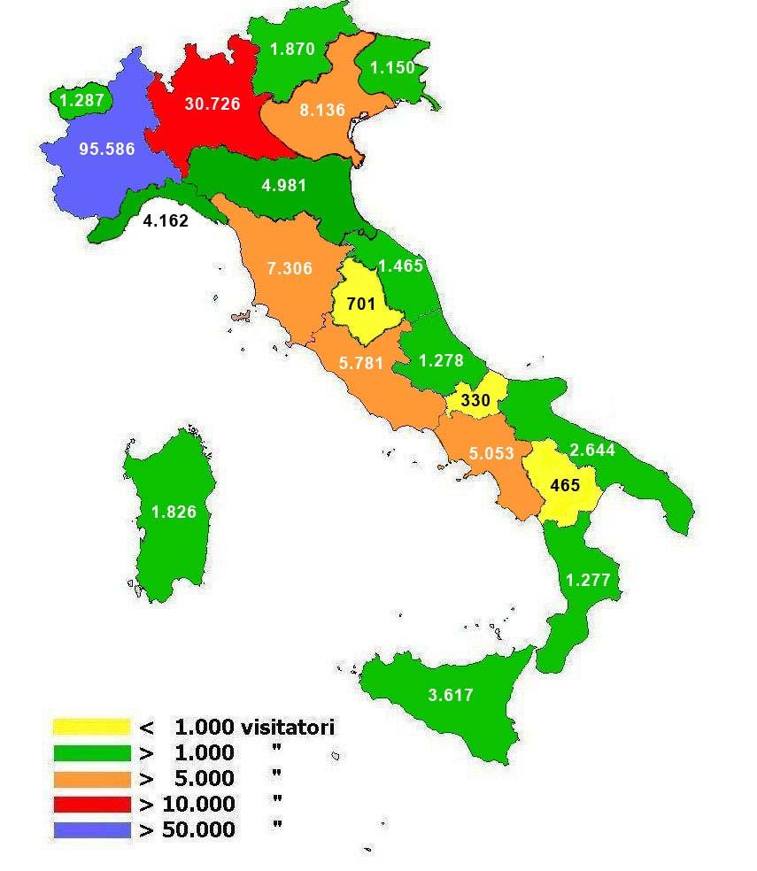 Capitolo 8 Turismo Grafico 3 PRESENZE DI TURISTI ITALIANI PER REGIONE DI