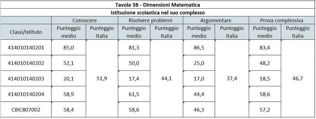 I risultati della prova di matematica, anche se analizzati da un punto di vista