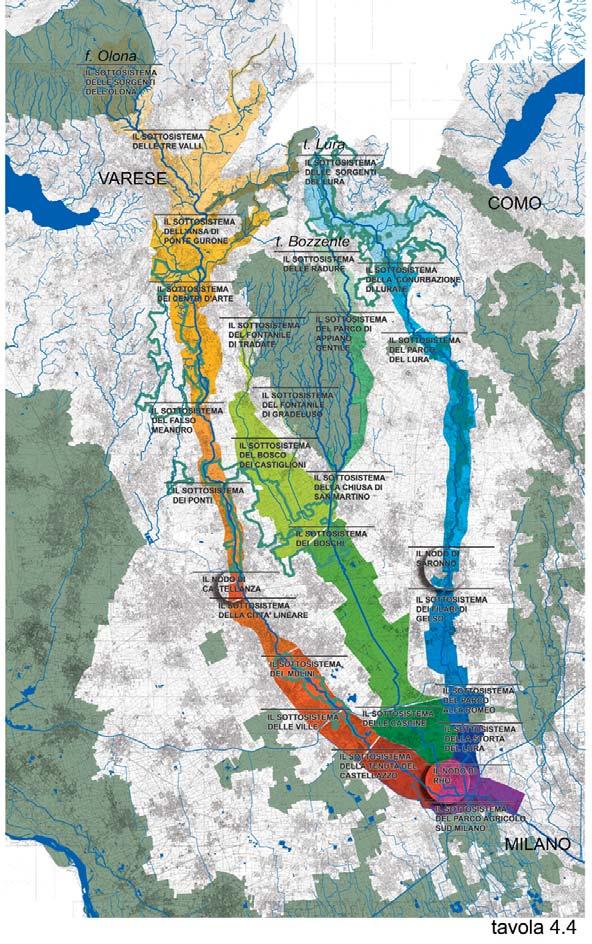 Articolazione dei corridoi fluviali in
