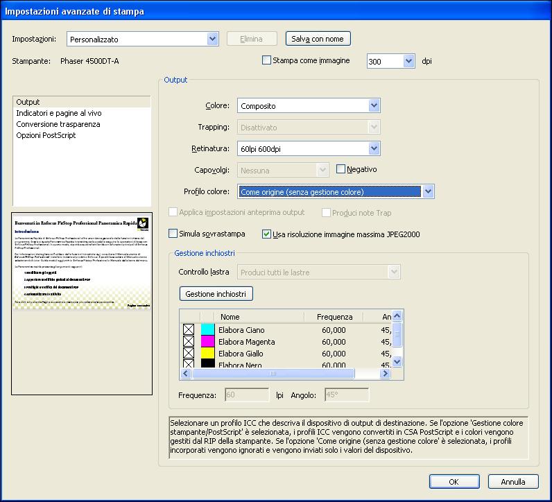 GESTIONE DEL COLORE IN ADOBE ACROBAT 60 5 Selezionare Output.