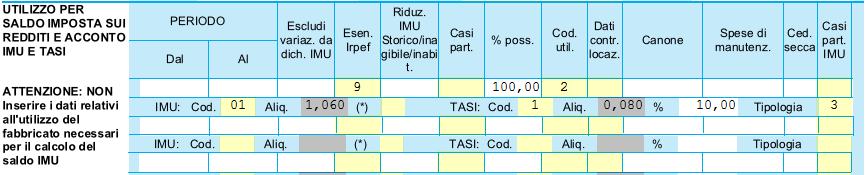 NOTA BENE: dopo il calcolo del campo Tipologia, modificando l utilizzo o il flag Rurale strumentale, lo stesso non sarà più aggiornato in automatico.