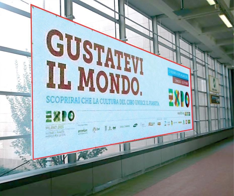 PANNELLO 10x3 m RECEPTION Milano / smontaggio Periodo di esposizione Vetrata