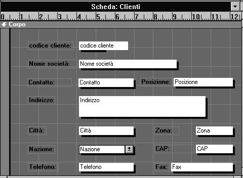 - Maschere Le maschere (form): sono interfacce con cui l utente può eseguire l input, l output o la modifica dei dati, anziché operare direttamente sulle tabelle.