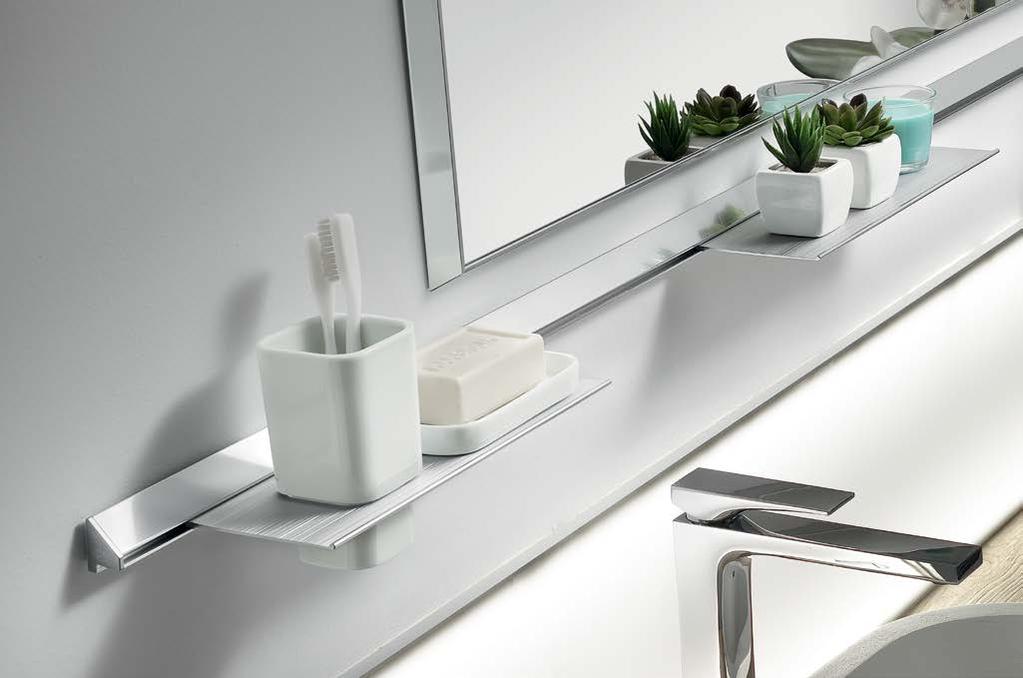 Easy bath - Soluzioni bagno Easy bath- Bath Solution Accessori Premium _ Premium Furniture Accessories Mensola Shelf Gancio Hook Mensola forata Milled shelf Bicchiere Glass Portasapone Soap dish