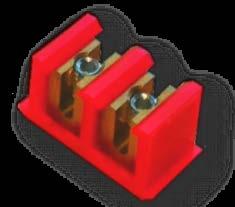 2x6 per connessioni diritte o derivate Separatore in polipropilene rosso, con connettori in ottone muniti di vite a