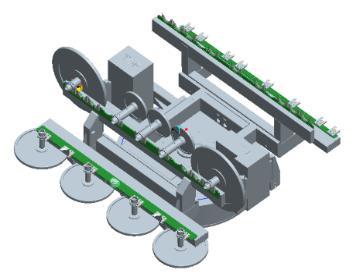 3. Stazione utensili pivotante (BREVETTATA) Questa è una piattaforma a quattro posizioni che alloggia i magazzini utensili e i porta mandrini, riuscendo così ad ottimizzare gli spazi.