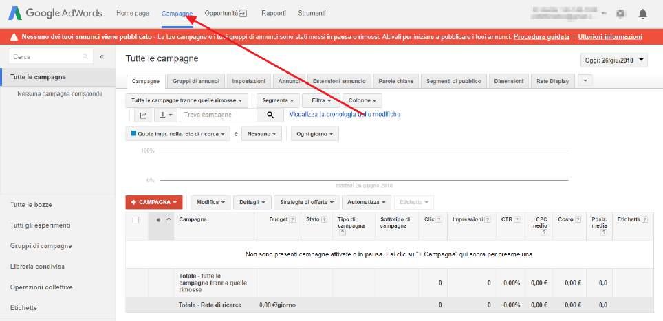 Come vedi nella descrizione è molto semplice anche perché Google ti guiderà passo passo ad impostare la tua prima campagna.