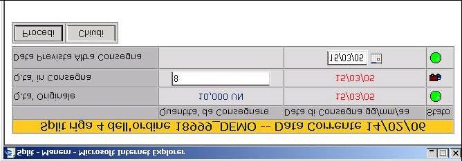 2.1 SPLIT e Spedizione Parziale Se invece si vuole effettuare una spedizione parziale della riga bisogna utilizzare la funzione SPLIT (apposito pulsante).