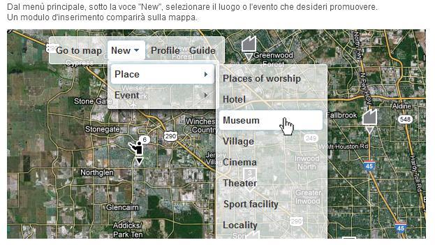 2. L'interfaccia inserire un luogo/attività o evento Navigare su Mappa Tutto ruota intorno alla mappa.