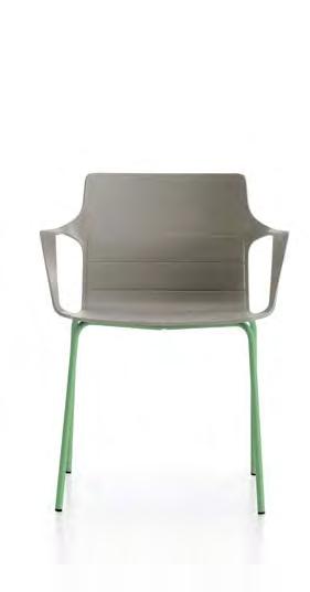 Polypropylene mono-shell with integrated armrests. The chair is characterized by a contemporary design and original shape.