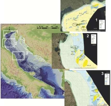 La caratterizzazione dei depositi sabbiosi in Adriatico è sinteticamente riportata in Fig. 1.