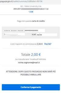 Per pagare con le altre modalità indicate sarà sufficiente sceglierne una e procedere con l operazione.