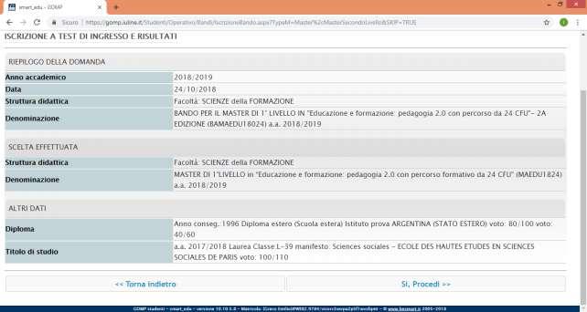 Sarà necessario dare di nuovo conferma, cliccando SI, PROCEDI.