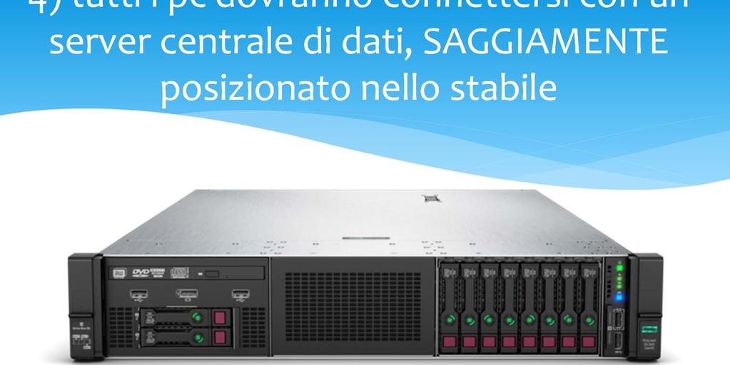 4) tutti i pc dovranno connettersi con un server centrale di dati,