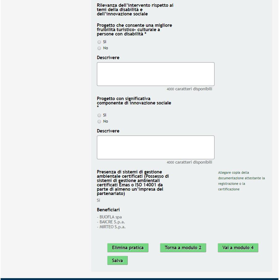 Figura 19 Modulo 3 Dati interventi progetto integrato Nel terzo modulo è necessario dettagliare i Dati interventi del progetto integrato.