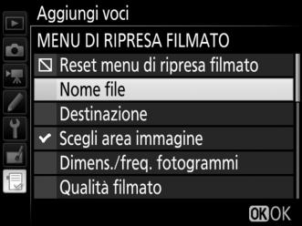 Le voci attualmente visualizzate in Mio Menu sono indicate da un segno di