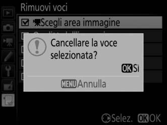 Viene visualizzata una finestra di conferma; premere nuovamente J per cancellare le voci selezionate.