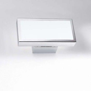 Lampada da parete orientabile o reglette con diffusore bianco in vetro.